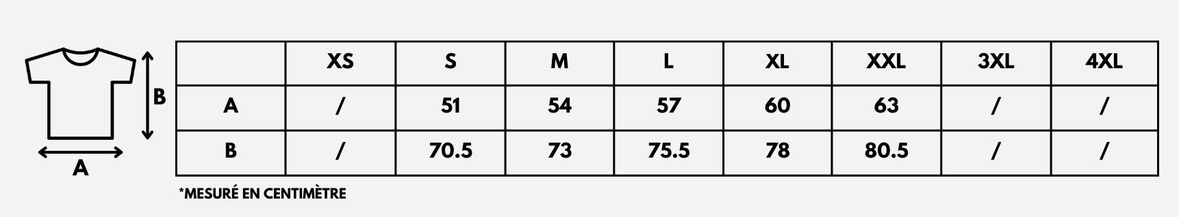 Tableau des tailles — Guide des tailles AUTHENTIC HEAVYWEIGHT T